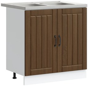 Konyhaszekrény ""Lucca"" Két Medencével Barna Tölgy Műanyag