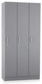 Fa gardrób Visio LUX - 3 rekeszes, 90 x 42 x 190 cm, szürke
