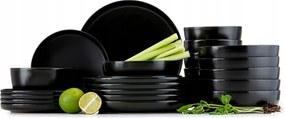 Victo 6 személyes étkezőtányér-készlet, 24 db-os, fekete
