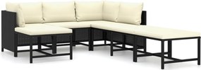 vidaXL 7 részes fekete polyrattan kerti ülőgarnitúra párnákkal