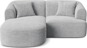 Világosszürke kordbársony sarokkanapé (bal oldali-heverő résszel) Campi – Cosmopolitan Design