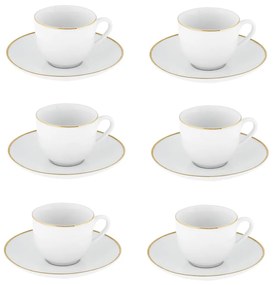 Fehér porcelán csésze szett 6 db-os 100 ml Gold Chic – Villa Altachiara