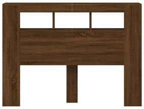 barna tölgyszínű szerelt fa LED-es fejtámla 140x18,5x103,5 cm