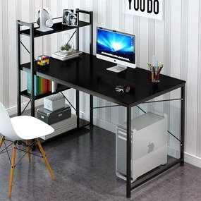 Íróasztal, számítógépasztal, polccal - Fekete