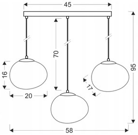 Csillár zsinóron STONES 3xE27/40W/230V