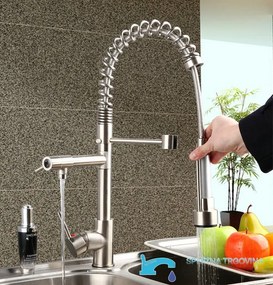 Konyhai csaptelep EYN0141 kihúzható zuhanyfejjel, két kifolyóval és többféle színváltozatban — Nikkel — 50 cm — LED-világítás nélkül