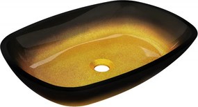 Mexen Araks tálalható üvegből készült mosdó 54 x 39 cm, sötét arany - 24155451