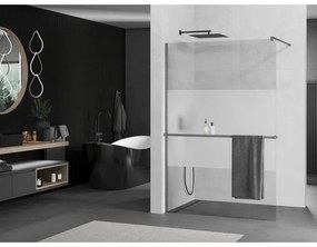 Mexen Kioto+, Walk-In zuhanyparaván polccal és akasztóval 70 x 200 cm, 8 mm-es átlátszó üvegfagy, grafit profil, 800-070-121-66-35