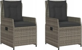 Kerti Szék, összecsukható, 2 db, szürke, polirattan