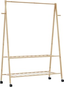 vidaXL bambusz ruhaállvány polcokkal és kerekekkel 132x45,5x155,5 cm