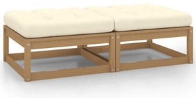 vidaXL 2 db mézbarna tömör fenyőfa kerti lábtartó párnákkal