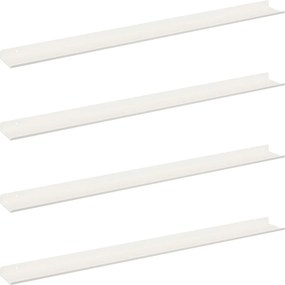 vidaXL Lebegő polc Falra szerelhető 4 pcs Fehér 100 x 9 x 2,5 cm Acél