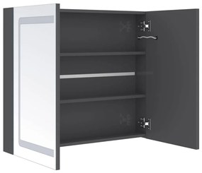 fényes szürke LED-es tükrös fürdőszobaszekrény 80 x 12 x 68 cm