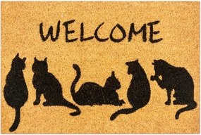 Lábtörlő Cipőhöz 60x40CM Welcome Macskák Kókuszszőnyeg