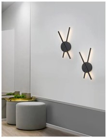 Nova Luce RESLIN fali lámpa, fekete, 3000K melegfehér, beépített LED, 18W, 890 lm, 9100202