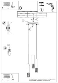 Sollux SL.1689 - Csillár zsinóron LAMI 3xGU10/10W/230V fehér