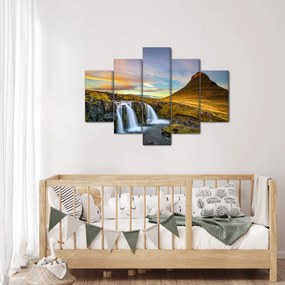 Kép a hegyekről és vízesésekről Izlandon (150x105 cm)
