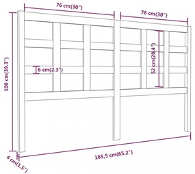 fehér tömör fenyőfa ágyfejtámla 165,5 x 4 x 100 cm