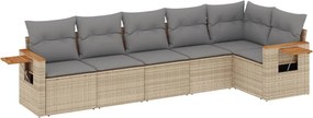 vidaXL 6 részes bézs polyrattan kerti ülőgarnitúra párnával