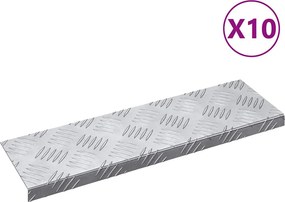 vidaXL Lépcsőfok Négyszögletes 10 pcs Ezüst 60 x 18 x 2,5 cm Alumínium