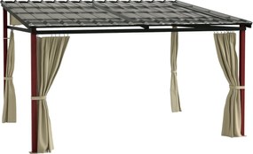 Outsunny Pergola kb. 3,5 x 3 m Pavilon Oldalfalakkal, Szélálló Teraszi Napernyő, Magasságban Állítható Terasz Tető, Kihúzható Tetővel, Kerthez és Tera