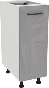 Konyhaszekrény alsó 30 Capri korpusz Fehér front Szürke Akril Fényes