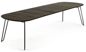 Sötétbarna bővíthető étkezőasztal kőrisfa dekoros asztallappal 100x170 cm Milian – Kave Home