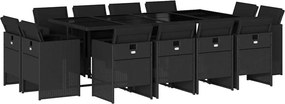 vidaXL 13 részes fekete polyrattan kerti ülőgarnitúra párnákkal