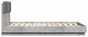 betonszürke szerelt fa ágykeret fejtámlával 140x200 cm