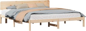 vidaXL Ágykeret fejtámlával Természetes 180 x 200 cm Tömör fenyőfa