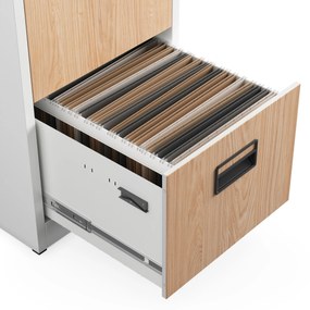 Fém irattartó szekrény, 5 fiókos SARA V5, 460 x 1630 x 620 mm, Eco Design: fehér/ sonoma tölgy