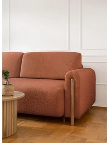 Terrakotta színű buklé kinyitható-tárolóhelyes kanapé 244 cm Arcadova – ELTAP