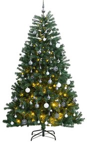 csuklópántos műkarácsonyfa 300 LED-del és gömbökkel 240 cm
