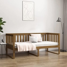 mézbarna tömör fenyőfa kanapéágy 100 x 200 cm
