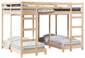 vidaXL Háromszintes emeletes ágykeret Barna 140 x 200 cm Tömör fenyőfa