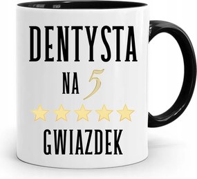 Fekete Fogorvos Ajándék Bögre 5 Csillagos, fényképes nyomattal