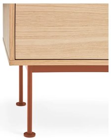 Yoko téglavörös TV-állvány tölgyfa dekorral - Teulat