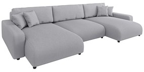 Világosszürke kordbársony kinyitható tárolóhelyes sarokkanapé Sara – Ropez