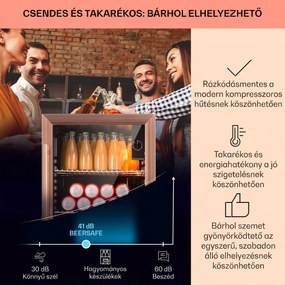 Klarstein Beersafe XXL, hűtőszekrény, 80 liter, 3 polc, E energiahatékonysági osztály, panoráma üvegajtó