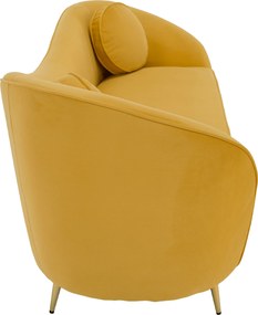 Háromszemélyes dizájn kanapé, sárga Velvet szövet/gold arany króm, EZIO TYP 3
