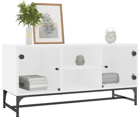 fehér TV-szekrény üvegajtókkal 102 x 37 x 50 cm