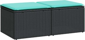 vidaXL 2 részes fekete polyrattan akácfa kerti ülőgarnitúra párnával