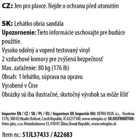 Vetro-Plus Felfújható nyugágy Pantofle, 165 x 70cm