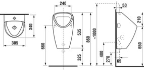 JIKA H8430610000001 - Piszoár GOLEM belső vízcsatlakozás, hátsó lefolyó kerámia/fehér