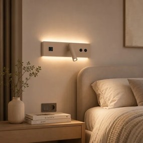 Brilagi-LED Falra szerelhető spotlámpa USB-porttal NOCTIS LED/3W/230V+LED/9W bézs