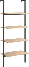 vidaXL 4 szintes világosbarna és fekete létrapolc 64 x 35 x 152,5 cm