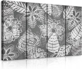 Vászonkép 120x80 Fekete-fehér szürke virágok minta grafika minimalizmus absztrakt