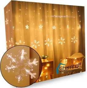 Karácsonyi Füzér Led Fényfüggöny Karácsonyi Hópehely Csillagok 3m