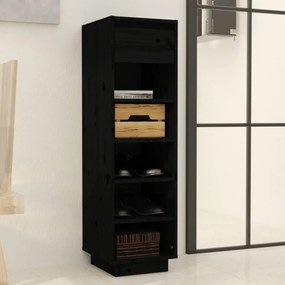 fekete tömör fenyőfa cipőszekrény 34 x 30 x 105 cm