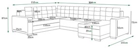U alakú sarokkanapé Odyssey 3 (világosszürke + fekete) (J). 1062139